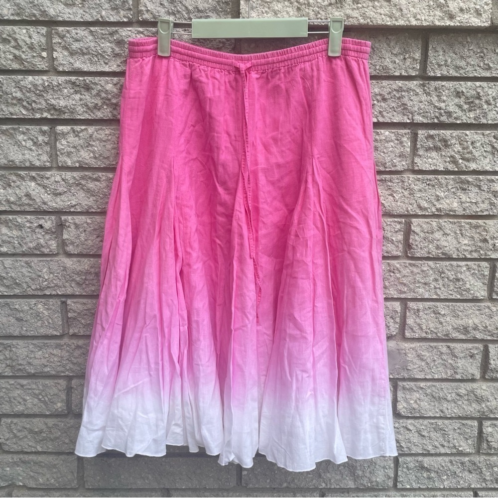 Banana Republic Linen Blend Pink and White Ombre Skirt Size Medium - Picture 2 of 8